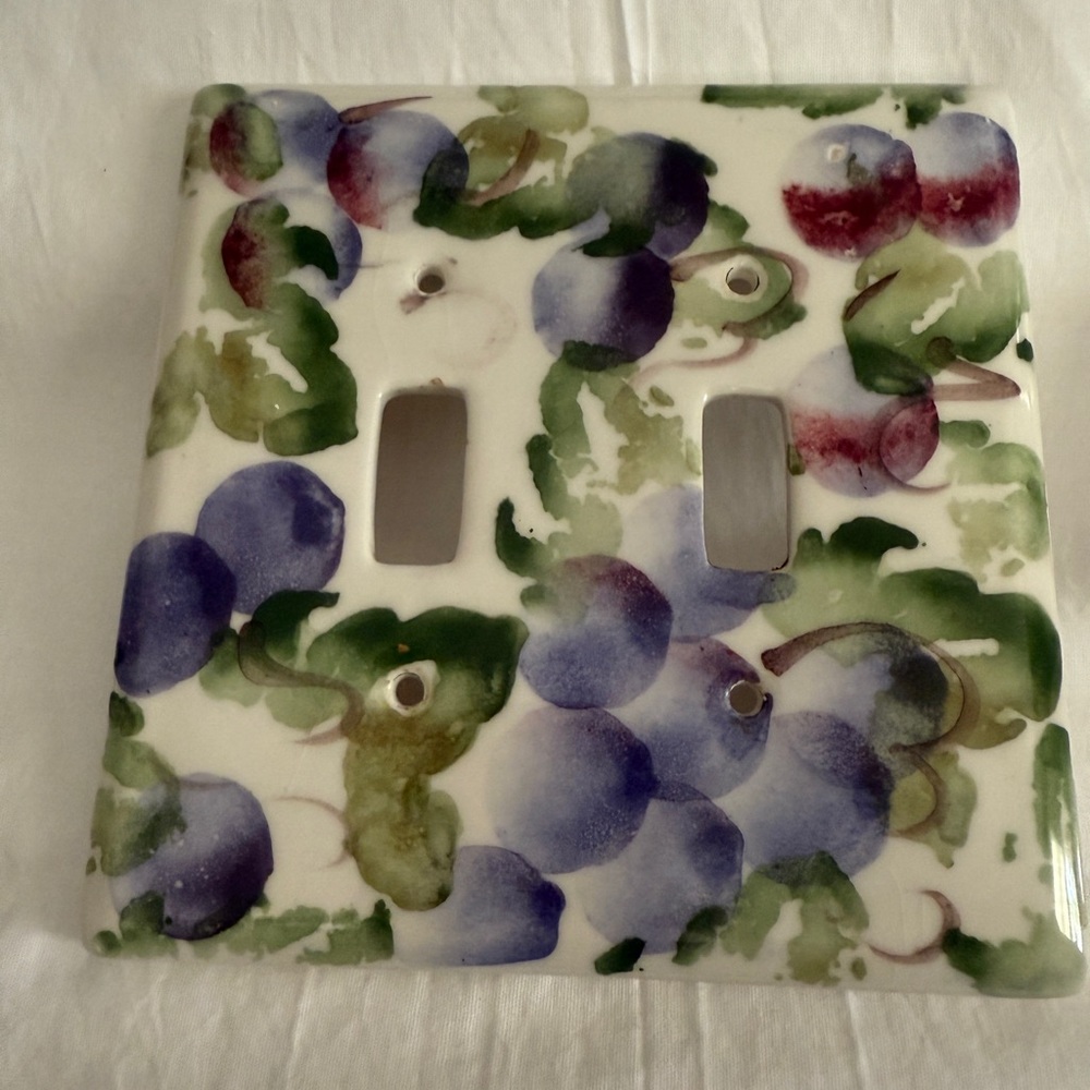 Grapevine Ceramic Double Light Switch Cover